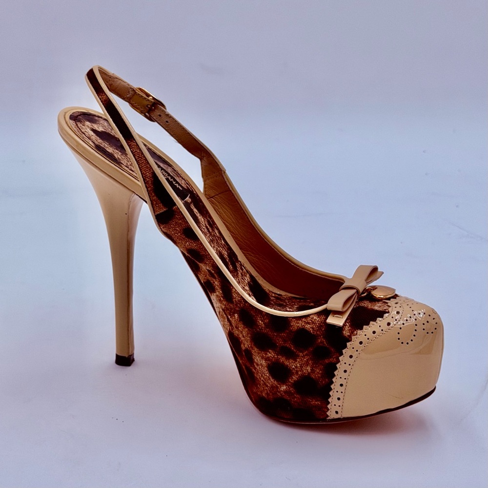 DOLCE & GABBANA Rare Vintage Leopard Slingback Platform Heels Style # 15228 - Picture 16 of 16